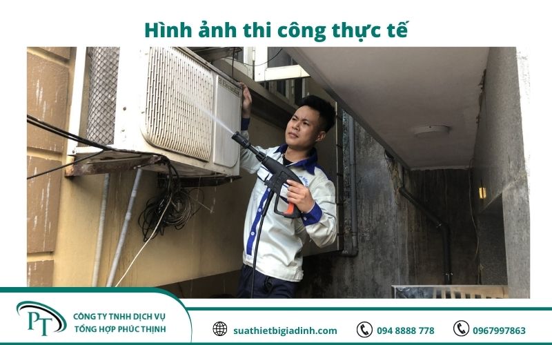 Hình ảnh thực tế dịch vụ bảo dưỡng nạp ga điều hòa chuyên nghiệp tại Long Biên